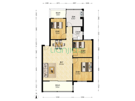 邮电新村 3室1厅1卫 99平方