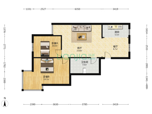 菜园小区 2室2厅1卫 99平方