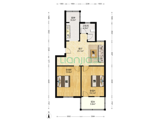 邮电新村 2室1厅1卫 80平方
