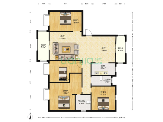 周口碧桂园 4室2厅2卫 170平方