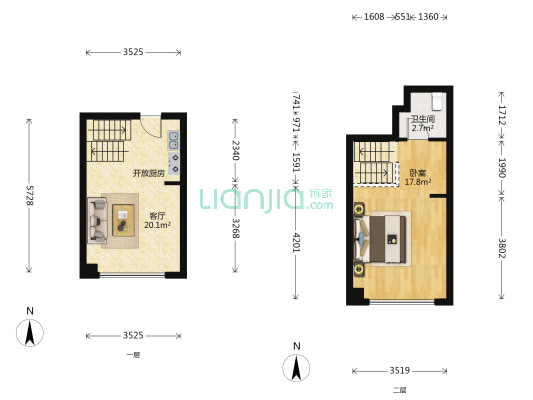 立方庭 1室1厅1卫 34平方