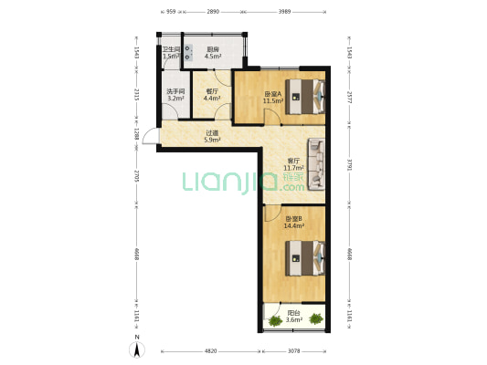 光明大街109号院 2室2厅2卫 69平方