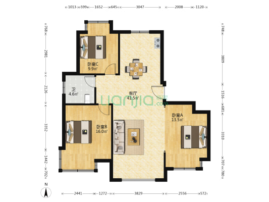 金都花苑四期 3室1厅1卫 122平方