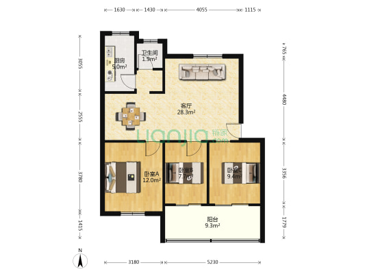 麦子港规划院小区 3室1厅1卫 83平方