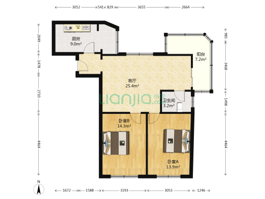 九中金城街 2室1厅1卫 102平方