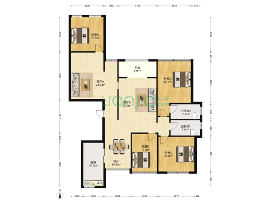 公园道1号尊品 4室3厅2卫 148平方
