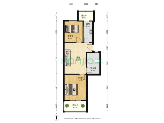 长江东路514号开关厂 2室1厅1卫 66平方