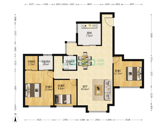玉泉第一城 3室1厅2卫 120平方