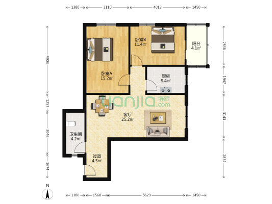 伟世佳苑 2室1厅1卫 89平方