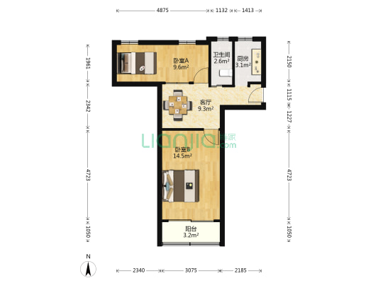 严官巷 2室1厅1卫 50平方