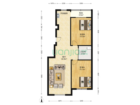 清華苑 2室1厅1卫 108平方