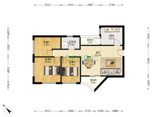 江北成熟商圈小区带天鹅湖，出门东江公园配套成熟-户型图