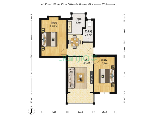省石油公司家属院(白银路) 2室1厅1卫 72平方