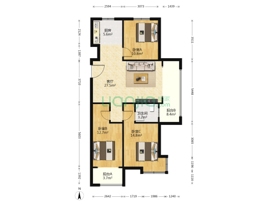 天煜·风华 3室1厅1卫 120平方