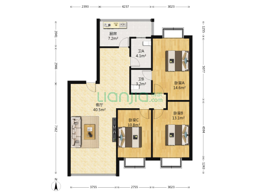 贵富阳光 3室1厅2卫 120平方