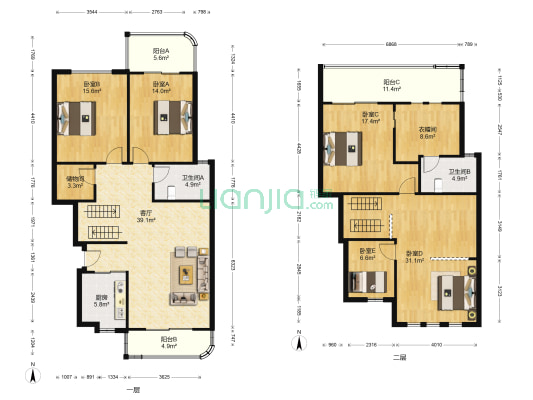 九龙湖别墅 5室1厅2卫 182平方