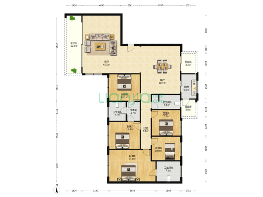 蓝光长岛国际二期 4室2厅4卫 231平方