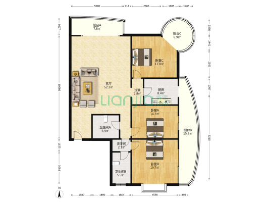 秀泽苑 3室1厅3卫 207平方