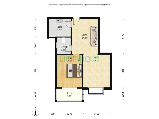 此房位于华阳路交通便利，电梯房，中间楼层-户型图