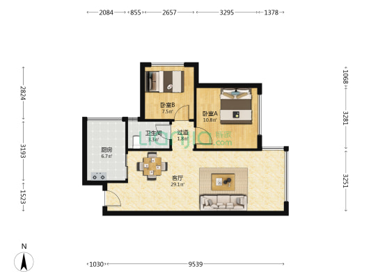 永兴·公园华府 2室1厅1卫 73平方