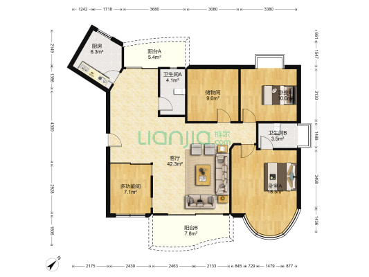 丽日玫瑰名城 3室1厅2卫 143平方