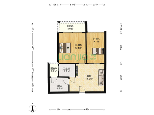 万汇广场 2室1厅1卫 65平方