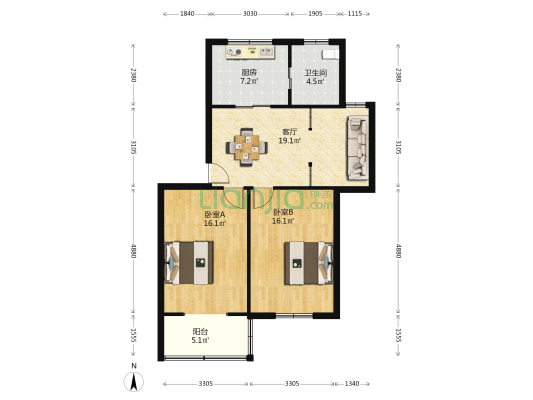 金苑公寓 2室1厅1卫 84平方