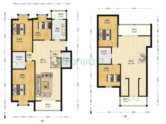 聚水园 5室2厅3卫 205平方