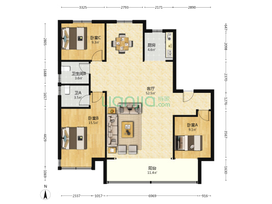 公用瑞马观湖 3室1厅2卫 143平方