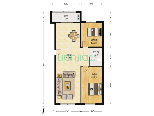 华方中央首府 2室1厅1卫 101平方