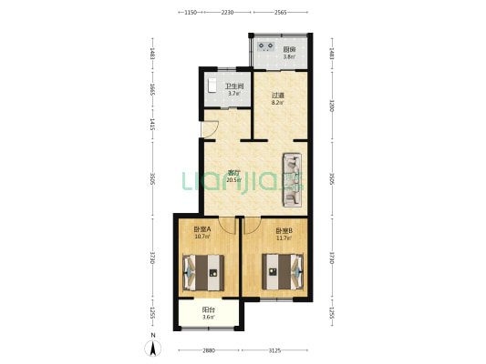 龙福里公交楼 2室1厅1卫 79平方