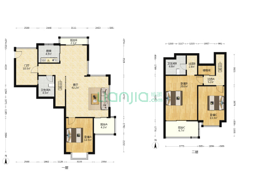 天泓山庄松山苑 3室1厅2卫 140平方