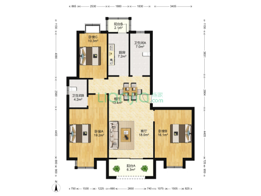 嘉和雅居 3室2厅2卫 137平方