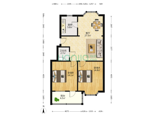 永福花园(嘉善县) 2室1厅1卫 83平方