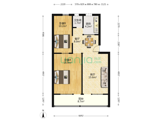 凌云社区 2室2厅1卫 75平方
