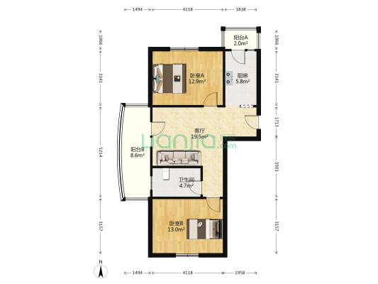 四季芳洲 2室1厅1卫 66平方