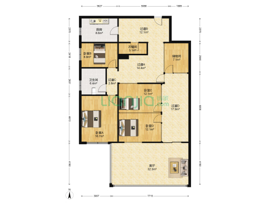 凤凰城一期 4室1厅1卫 167平方