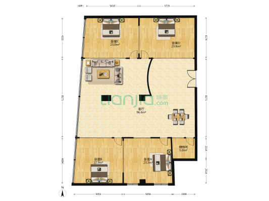 富康国际 4室1厅0卫 258平方