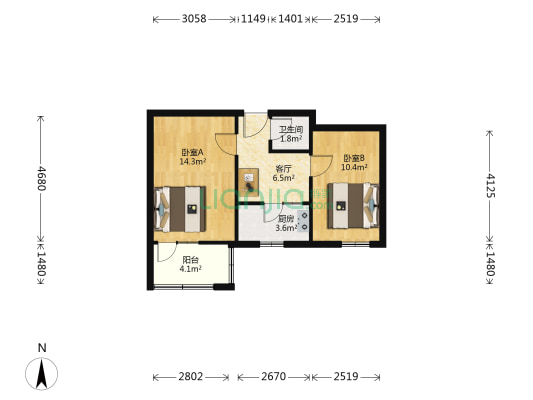 北安里 2室1厅1卫 50平方