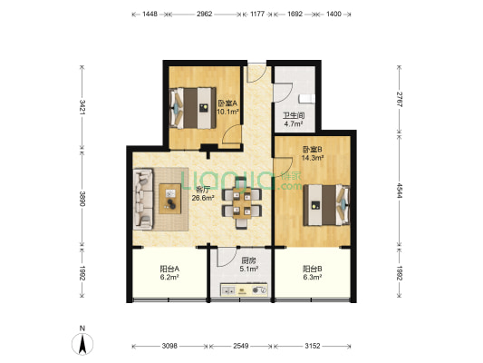 广宇小区 2室1厅1卫 78平方