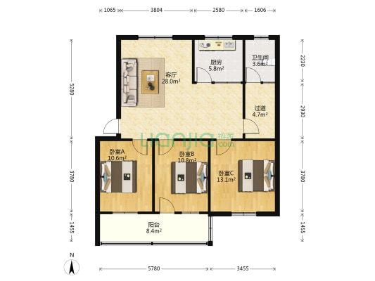 回小家属院 3室1厅1卫 97平方
