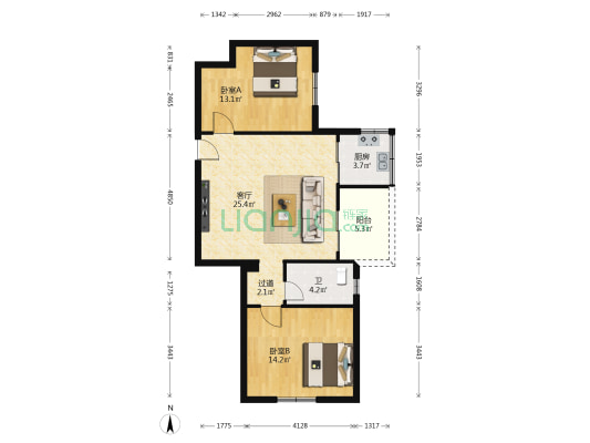 新岗街 2室1厅1卫 81平方