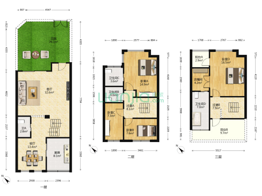 锦绣香江花园百合园 4室2厅4卫 193平方