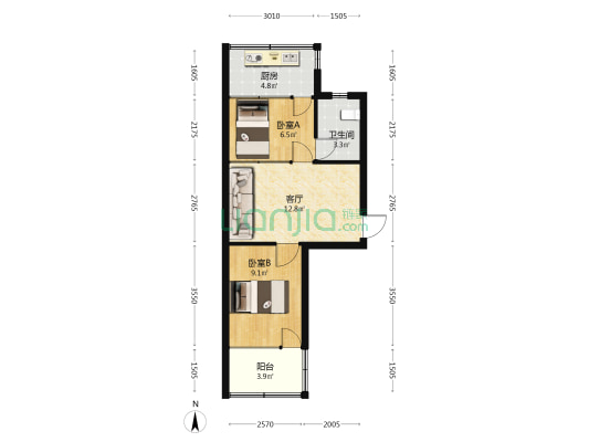 化工新村四区 2室1厅1卫 52平方
