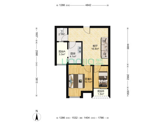 建工北城乐章 2室1厅1卫 55平方