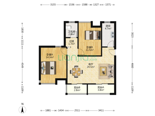 中信泰富又一城二期 2室1厅1卫 98平方