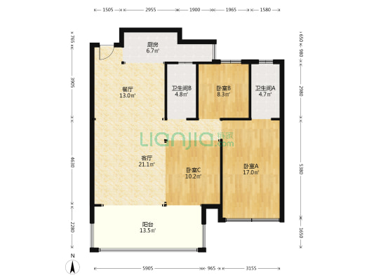 江山御景 3室2厅2卫 208平方