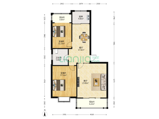 中海锦城 2室2厅1卫 101平方