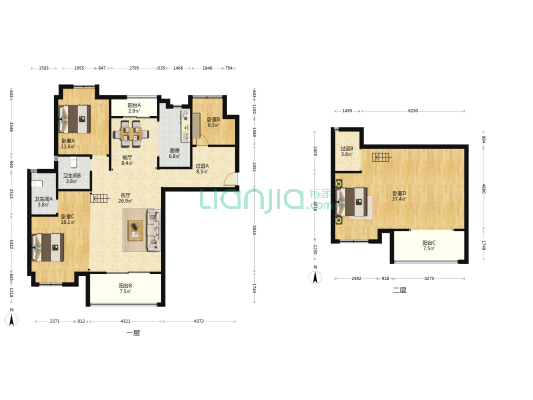 汉唐世家 4室2厅2卫 130平方