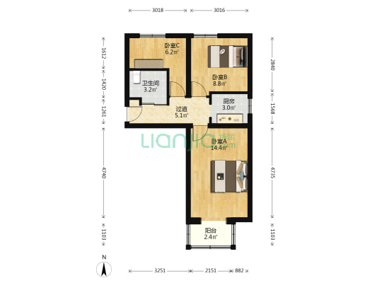 黑窑厂街 3室0厅1卫 57平方